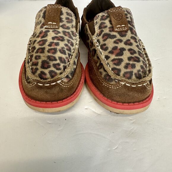 Girls Kids Ariat Cruiser Pull On‎ Brown Suede Leopard Aztec Shoes Size US 12.5 - Picture 4 of 10